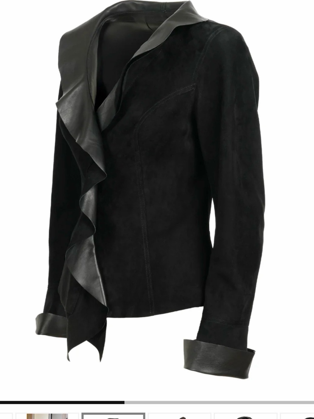 Italian Reversible Leather Jacket with Ruffles - Picture 2 of 14